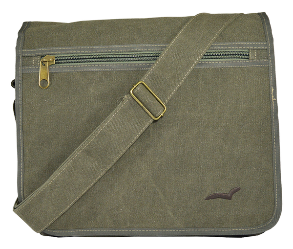 Army Green Canvas Heavyweight Messenger Bag - Serbags - 1