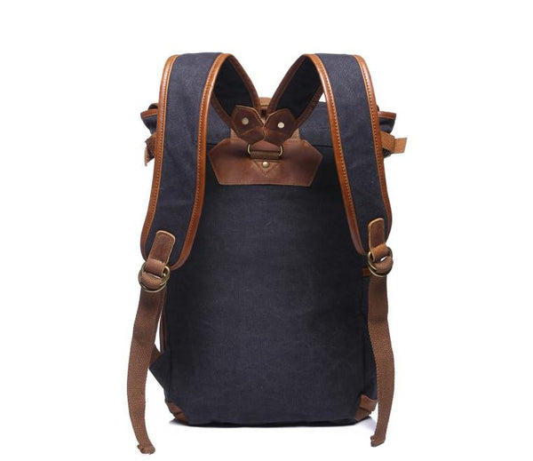 Laptop Premium Gray Canvas Leather Backpack