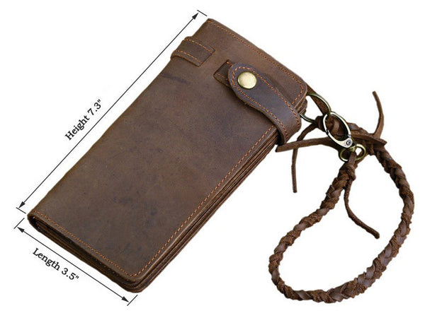 Leather Long Biker Wallet Organizer Leather Chain - Serbags - 8