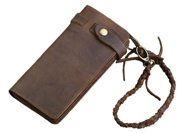 Leather Long Biker Wallet Organizer Leather Chain - Serbags - 3