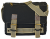 Retro Black Leather Canvas Messenger Bag - Front View