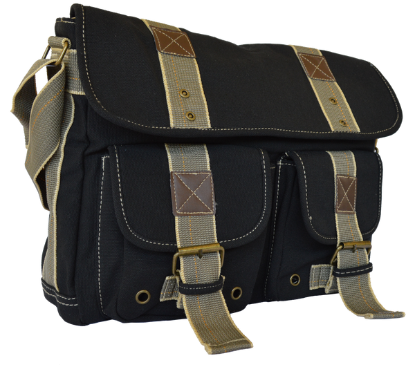 Black Classic Canvas Messenger Bag - Serbags - 2