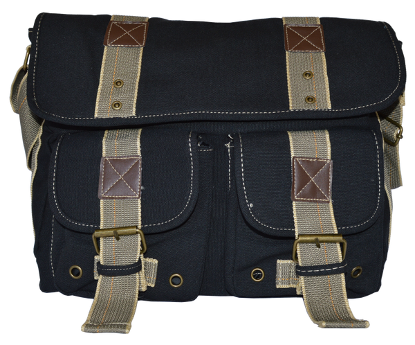Black Classic Canvas Messenger Bag - Serbags - 1