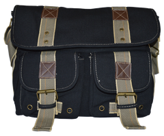 Black Classic Canvas Messenger Bag