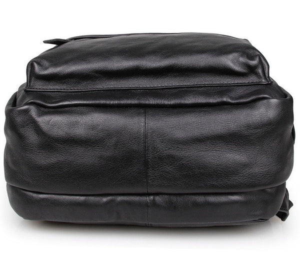 Bottom view - Stylish black leather backpack by Serbags