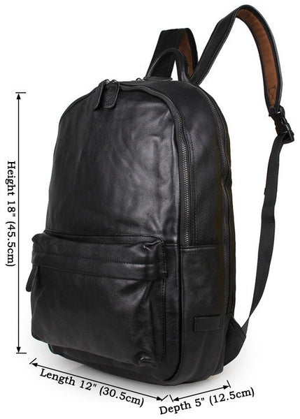 Size chart for the classic leather backpack by Serbags