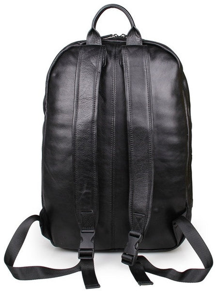 Stylish black leather backpack by Serbags 