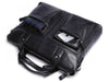 Black Leather Casual & Business Briefcase Laptop Bag - Serbags - 11