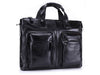 Black Leather Casual & Business Briefcase Laptop Bag - Serbags - 3
