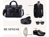 Black Leather Casual & Business Briefcase Laptop Bag - Serbags - 12