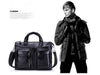 Black Leather Casual & Business Briefcase Laptop Bag - Serbags - 15