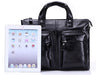 Black Leather Casual & Business Briefcase Laptop Bag - Serbags - 8