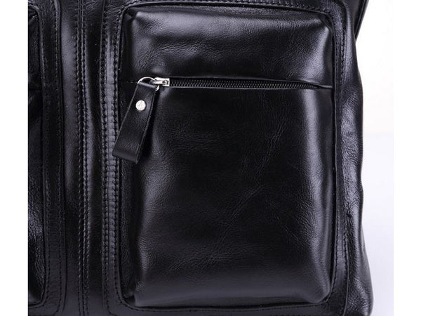 Black Leather Casual & Business Briefcase Laptop Bag - Serbags - 18