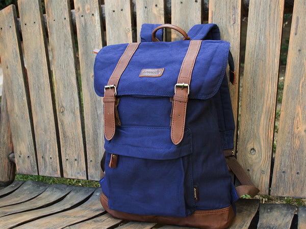 Blue School Backpack with Front Pocket - Serbags - 4