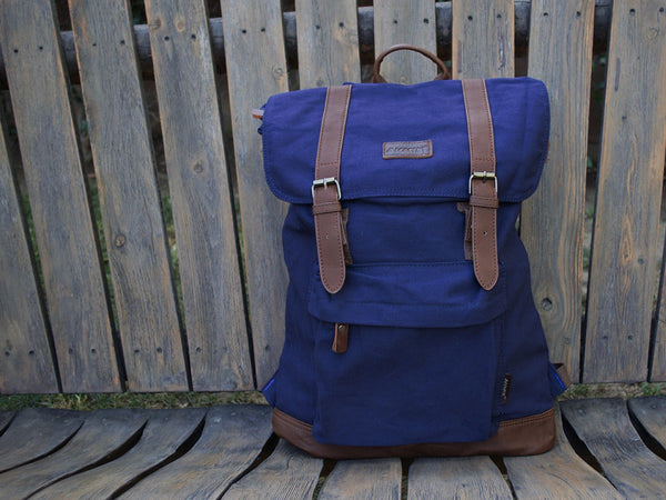 Blue School Backpack with Front Pocket - Serbags - 3