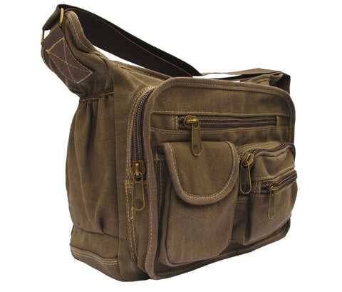 Brown Canvas Travel Shoulder Bag - Serbags - 2