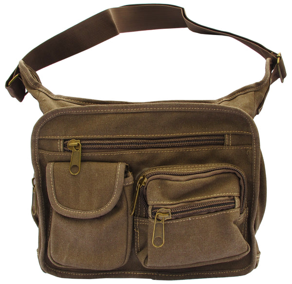 Brown Canvas Travel Shoulder Bag - Serbags - 1