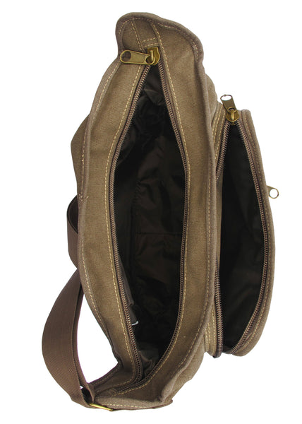 Brown Canvas Travel Shoulder Bag - Serbags - 5