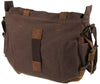 Old School Messenger Bag Canvas and Leather 14" Length - Coffee