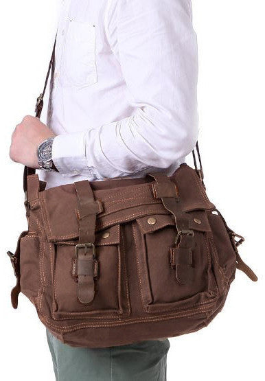 dark brown school messenger bag by Serbags