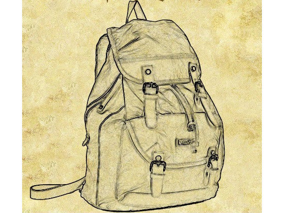 Diagram of the Brown Canvas & Leather Casual Travel Rucksack Backpack - Serbags - 12