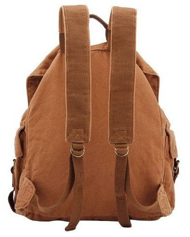 Large Canvas Leather Hiking Outdoor Travel Backpack