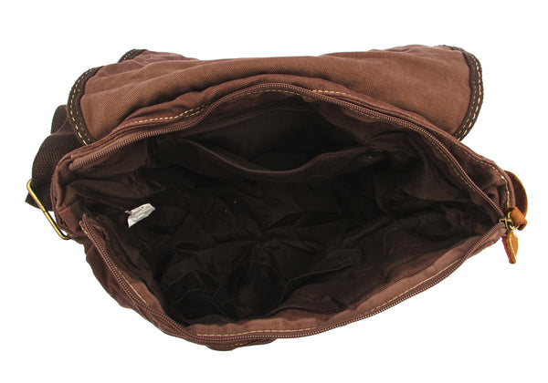 Brown Shoulder Canvas Messenger Bag - Serbags - 5