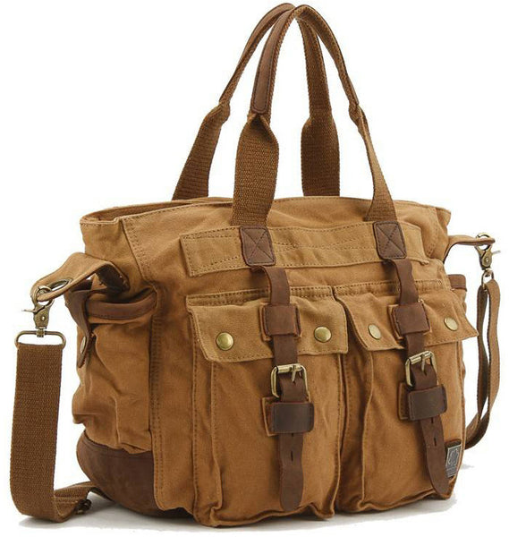 Multi-purpose Canvas Satchel with Leather Accents