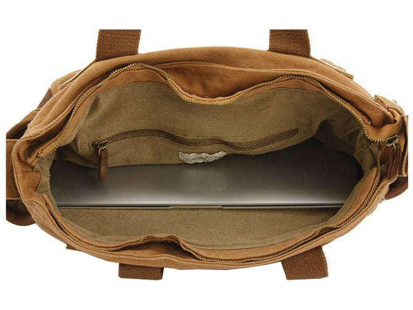 Multi-purpose Canvas Satchel with Leather Accents