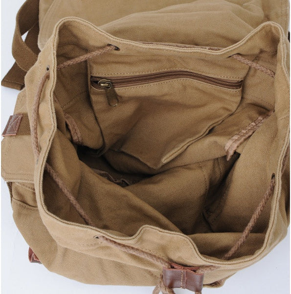 Interior pockets detail - Serbags light-brown military travel backpack