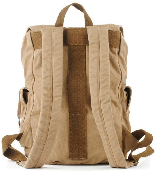 Serbags light-brown military travel backpack - back view