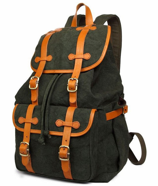 Forest Green Casual Book Bag with Drawstrings