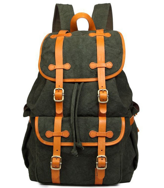 Forest Green Casual Book Bag with Drawstrings