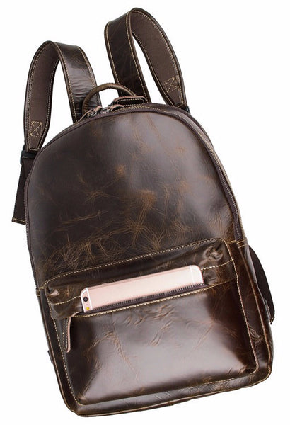 dark brown genuine leather backpack by Serbags