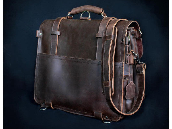 Selvaggio Handmade Rugged Leather Briefcase & Backpack Heavy Duty - Serbags - 19