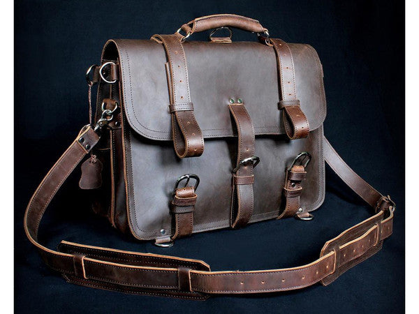 Selvaggio Handmade Rugged Leather Briefcase & Backpack Heavy Duty - Serbags - 17