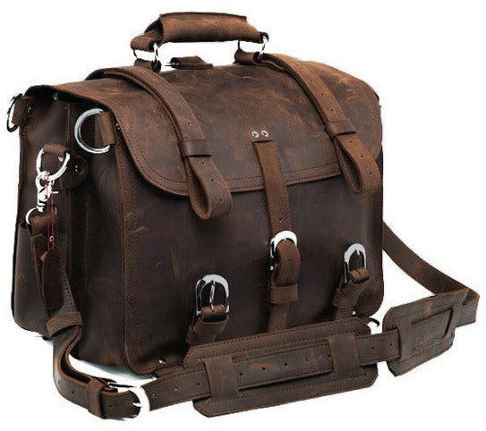 Selvaggio Handmade Rugged Leather Briefcase & Backpack Heavy Duty