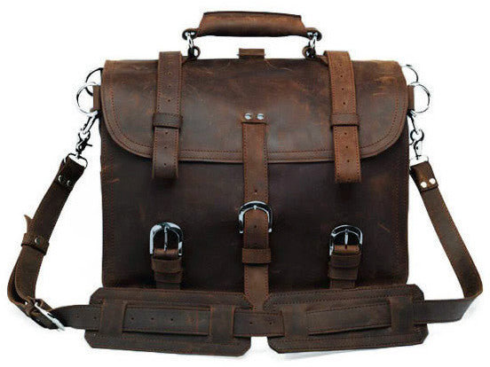 Selvaggio Handmade Rugged Leather Briefcase & Backpack Heavy Duty - Serbags - 3