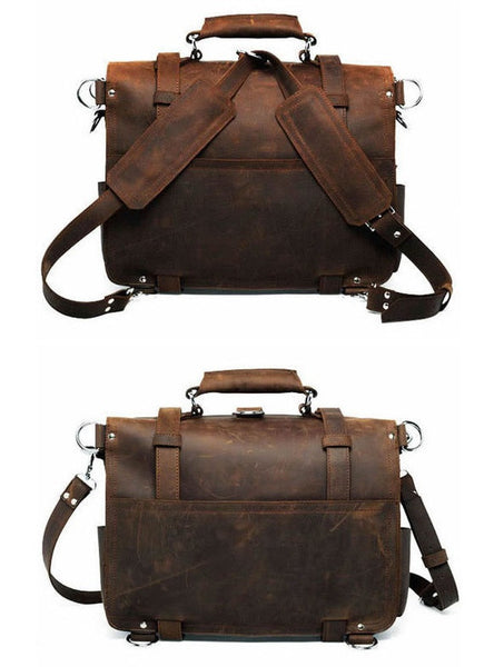 genuine leather Selvaggio briefcase & backpack details