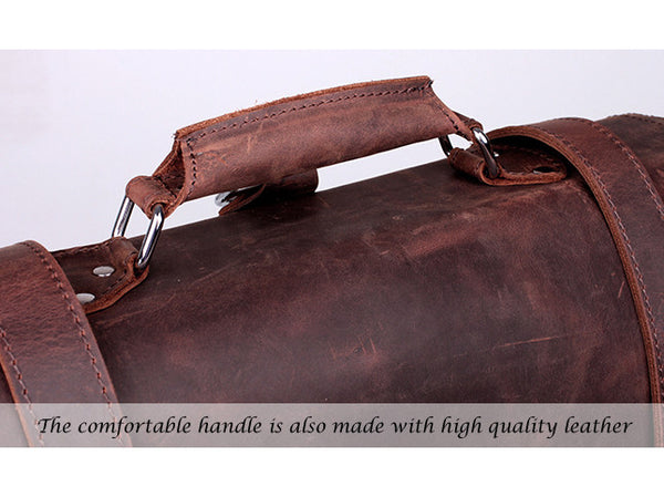 Handle detail on the Selvaggio handmade leather briefcase & backpack