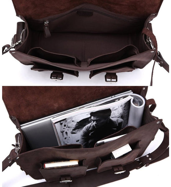 interior compartments of the Selvaggio handcrafted genuine leather bag by Serbags