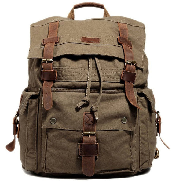 Large Olive Surplus Hiking Travel Outdoor Canvas Daypack