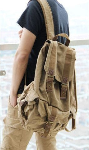 Light brown classic canvas rucksack backpack by Serbags