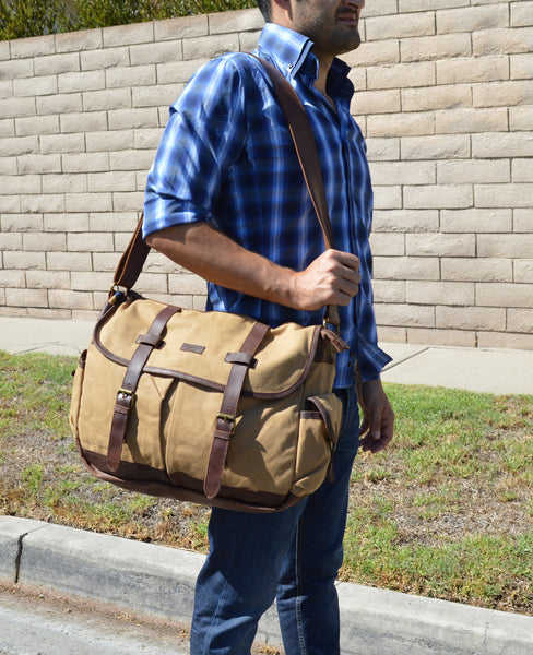 mens large canvas shoulder bag