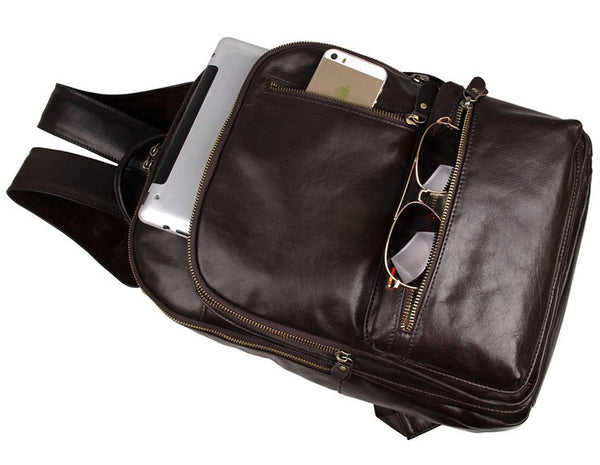 Multi-Compartment Leather Book-Bag