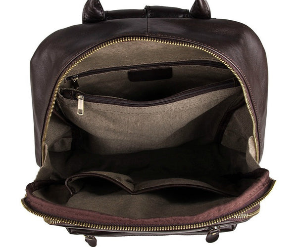 Multi-Compartment Leather Book-Bag