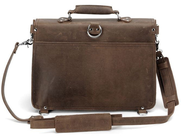 elegant and stylish handcrafted distressed leather laptop briefcase by Serbags