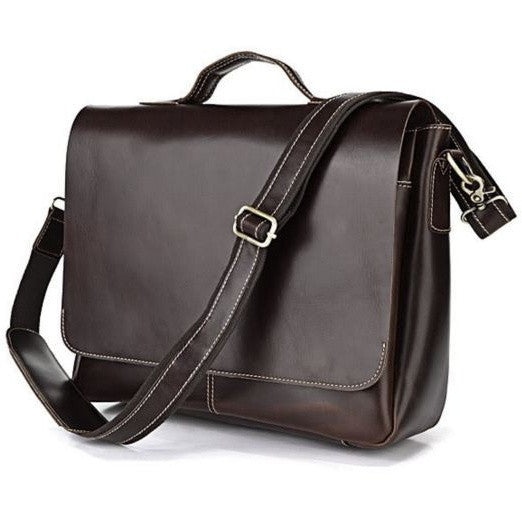 Convertible Flapover Shoulder Bag with 3 Exterior Pockets and Inner Laptop Compartment