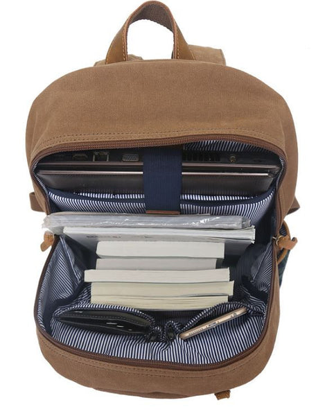 Lightweight Laptop School Backpack with Leather Accents