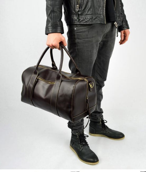 Leather Weekend Bag, Mens Travel Essential Duffle